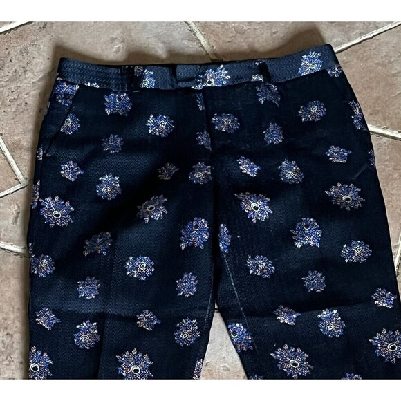 Club Monaco Womens Medallion Navy Kelly Pants silk wool blend. Sz 6 0012251 - Picture 9 of 9